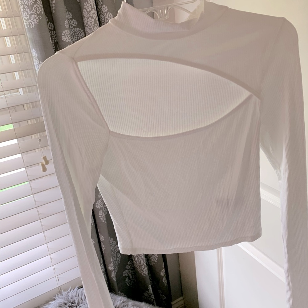 White ribbed cutout top